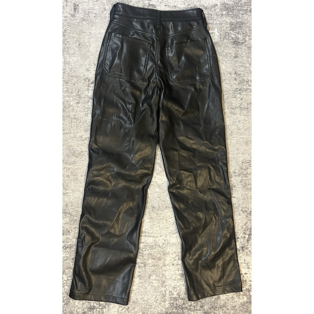 Hollister Faux Leather Pants Womens 25x30 Black Relaxed High Rise Straight Leg